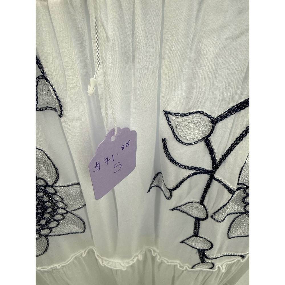 Mermaid Fashion Womens White Floral Embroidered Sequin Tiered Maxi Skirt Small - Picture 6 of 9